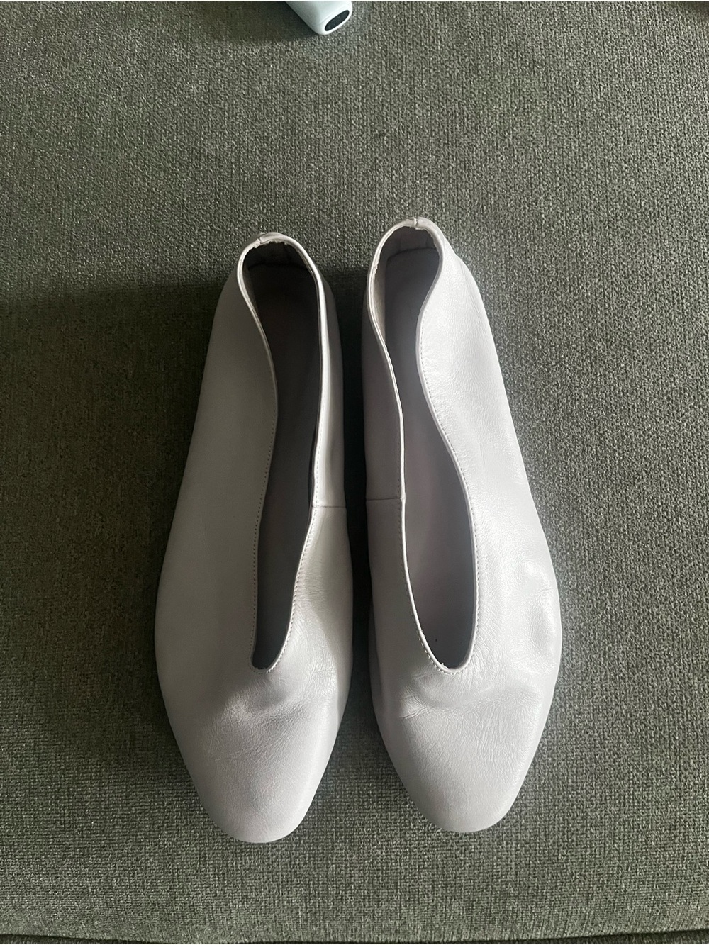 Minimalist Light Lavender Leather Slip-On Flats